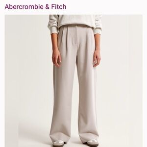 Abercrombie & Fitch Sloane Tailored Wide Leg Pants Curve Love 27W/4R - Ecru